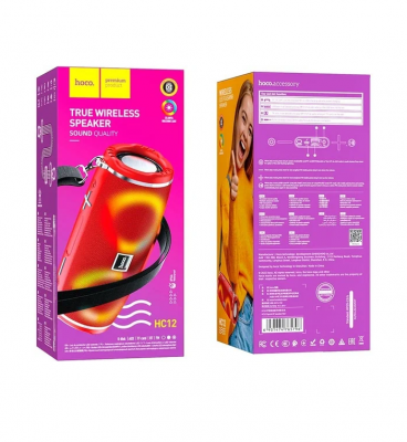 Активная колонка HOCO HC12 (FM/USB/microSD/BT/TWS), красный