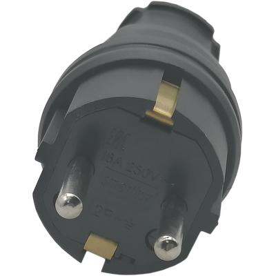 Вилка прямая с/з каучуковая 16А 230B 2P+PE (SBE-16-P07-R)