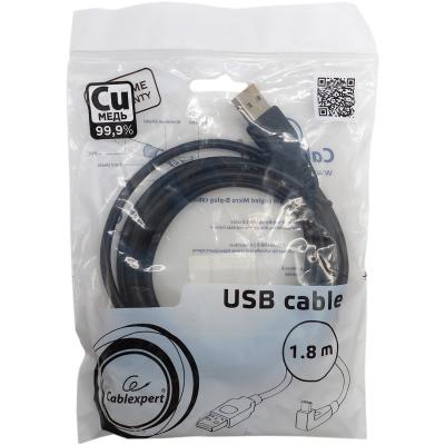 Кабель USB - micro USB, 1,8м, Pro Cablexpert CCP-mUSB2-AMBM90-6, экран, угловой