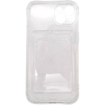 Чехол-накладка iPhone 13 -TPU силикон противоударный с картхолдером, прозрачный
