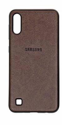 Чехол-накладка Galaxy A51 A515 (2020), TPU рез. под кожу, серо-коричневый 