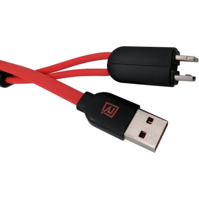 Кабель 2 в 1 USB - Lightning 8pin+micro USB, 1,0м, Remax Twins Cable RC-025t, красный