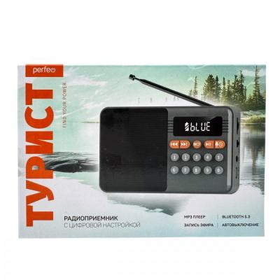 Радио Perfeo ТУРИСТ, 87,5–108 FM, питание USB/18650, серый
