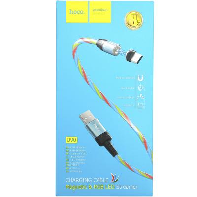 Кабель USB - Micro USB, 1,0м, HOCO U90 Ingenious streamer, LED, магнит, синий