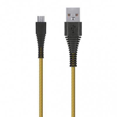 Кабель USB - micro USB, 2,0м, Smartbuy, карбон, экстрапрочный, до 2А, желтый (iK-20n-2 yellow)