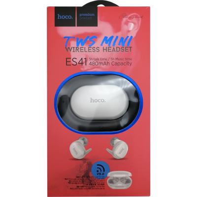 Беспроводные наушники HOCO ES41 Clear sound, bluetooth, в кейсе, белый***