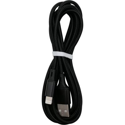 Кабель USB - Lightning 8pin, 2,0м, SmartBuy S14, 3A, нейлон, черный (iK-522-S14b)