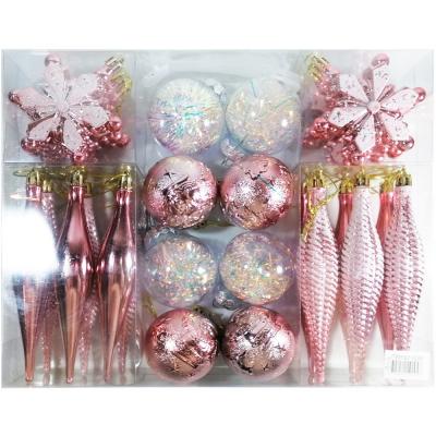 Игрушка ёлочная набор, 9295 8/6см 6/8см 12/15см розов.