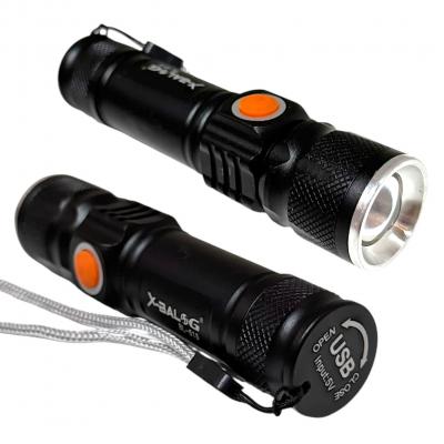 Фонарь ручной Bailong BL-515, 3 режима, ZOOM, акб, USB**