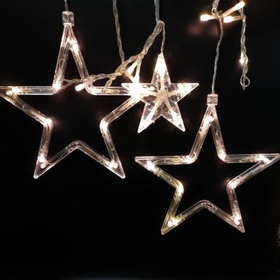 Гирлянда бахрома, 3,0м, LED, 6 снежинок 6 звезд, т.бел. LX-41