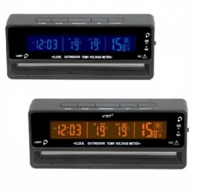 Часы эл.авто VST7010V  (будильник, температура, вольтметр)