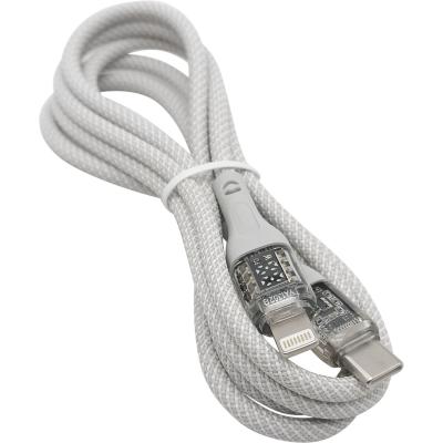 Кабель Type C - Lightning 8pin, 1,2м, HOCO U115 Transparent, 3.0A PD 20W, серый