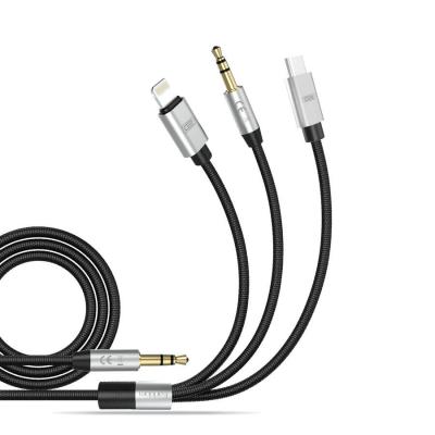 Jack 3,5mm - Lightning/Type-C/Jack 3,5mm 1,2м, Earldom AUX09, черный