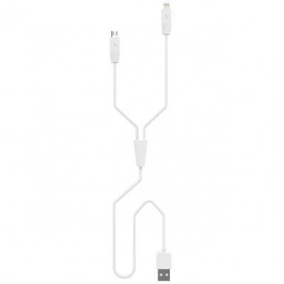 Кабель 2 в 1 USB - Lightning 8pin+micro USB, 1,2м, HOCO X1 Series, белый