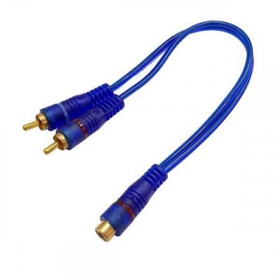 Переходник гн.RCA - 2 шт.RCA, синий, 0,2м
