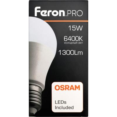 LED лампа A60/15W/6400/E27, Feron.PRO /38037/***
