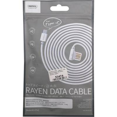 Кабель USB - Type C, 1,0м, Remax Rayen RC-075a, белый /пакет/