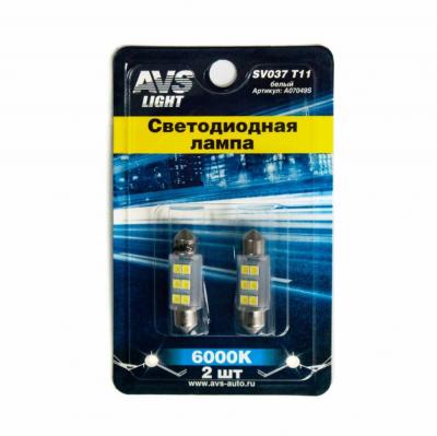 LED лампы AVS SV037 T11 (SV8,5) 6SMD 2835, 36мм, белый