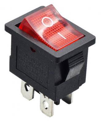 Переключатель перекидной RWB-207 черно-красный, 4 контакта, подсветка, ON-OFF, 250V, 6A