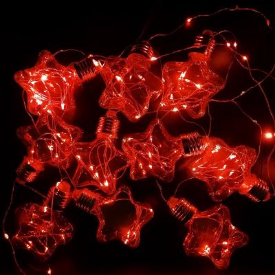 Гирлянда бахрома, 3м, 10LED, ЗВЕЗДЫ, красн.