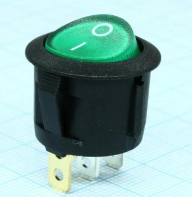 Переключатель клавишный IRS-101-8C (ON-OFF) 250V/3A зеленый с подсветкой