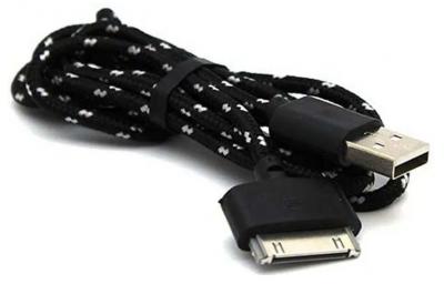 Кабель USB - iPhone 30pin, 1,2м, Smartbuy, нейлон, черный (iK-412n black)***