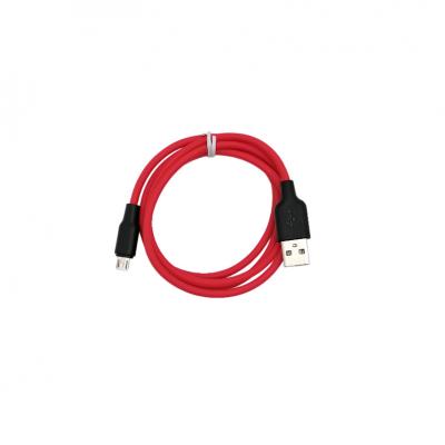 Кабель USB - micro USB, 1,0м, HOCO X21 Plus Silicone 2.4A, черный/красный