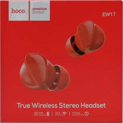 Беспроводные наушники HOCO EW17, Bluetooth, в кейсе, красный