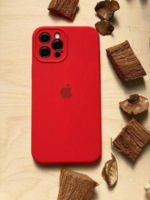 Чехол-накладка iPhone 13 Pro, Soft touch, Silicone Case, с полным покрытием, лого, красный