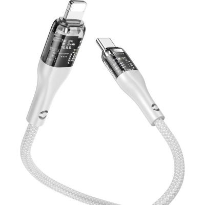 Кабель Type C - Lightning 8pin, 1,2м, HOCO U115 Transparent, 3.0A PD 20W, серый