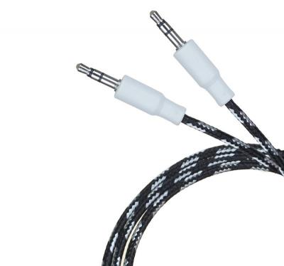 Jack 3,5mm - Jack 3,5mm 1,0м stereo HB T02, ткань, черный