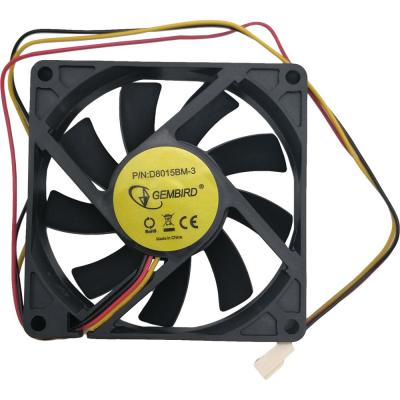 Вентилятор Gembird D8015BM-3, 80х80х15, подшипник, 3pin, провод 30см