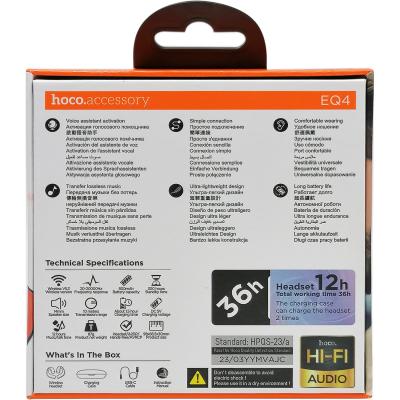 Беспроводные наушники HOCO EQ4 Graceful, bluetooth, в кейсе, синий