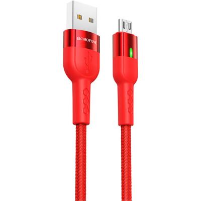 Кабель USB - micro USB, 1,2м, BOROFONE BU17 Starlight smart power, LED, красный