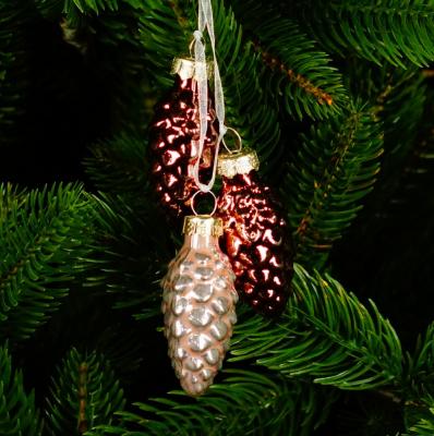 Игрушка ёлочная, СВЯЗКА 3шт шишки, 3см, розовый/бордовый box36 /89872/