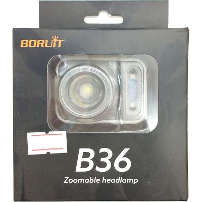 Фонарь налобный Boruit B-36 5W XPG2+2LED, Zoom, IPX4, 3*AAA (не компл)***