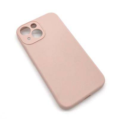 Чехол-накладка iPhone 14, TPU Soft touch,с полным покрытием, без лого, серо-розовый /BL/