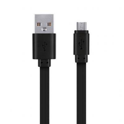 Кабель USB - micro USB, 3,0м,Smartbuy, резин, плоский, до 2А, черный (iK-30r-2)