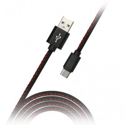 Кабель USB - micro USB, 1,2м, Smartbuy, кожа, черный (iK-12pu black)