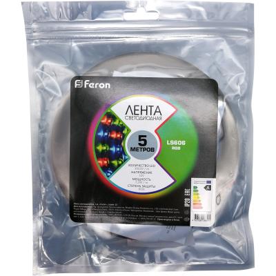 LED лента, 30SMD(5050)/m 7.2W/m 12V, IP20 5m, RGB, LS606 /27678/***