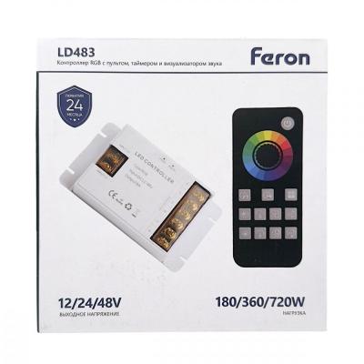 Контроллер для LED ленты с ПДУ, таймером и визуализатором звука, 12-24-48V, черный, LD483 /52098/