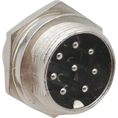 MIC16 (GX16) штекер 8pin, на корпус (7А, 125В)
