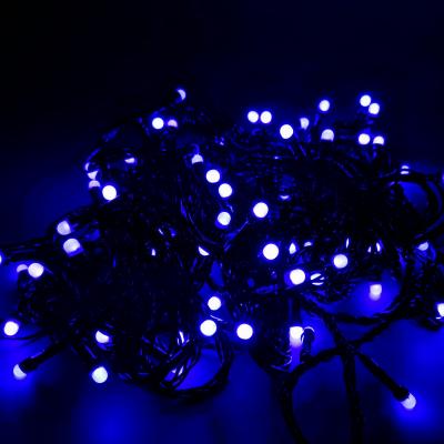 Гирлянда рисинка, 9м, 200LED, синий, черный провод 