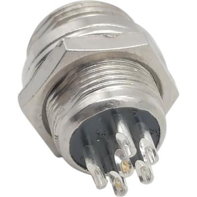 MIC12 (GX12) штекер 6pin, на корпус (5А, 125В)