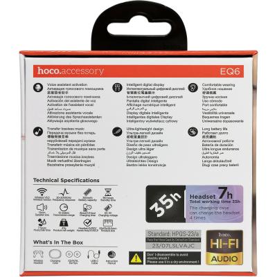 Беспроводные наушники HOCO EQ6 Shadow, bluetooth, в кейсе, бежевый