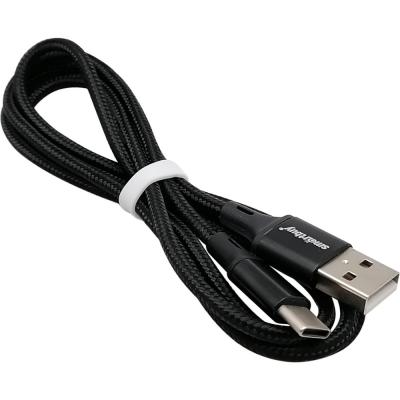 Кабель USB - Type C, 1,0м, SmartBuy S14, 3A, нейлон, черный (iK-3112-S14b)