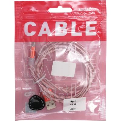Кабель USB - Lightning 8pin, 1,0м, Smartbuy, индикац.заряда, красный (iK-512ss red)***