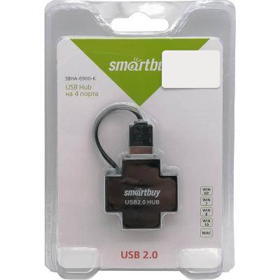 USB - Xaб Smartbuy 4 порта, 6900, черный, SBHA-6900-K
