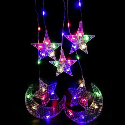 Гирлянда бахрома, 3м 10шт Луна/звезд, RGB LX-336