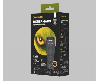 Фонарь ручной тактический ARMYTEK DOBERMANN PRO MAGNET USB, теплый, 1*18650